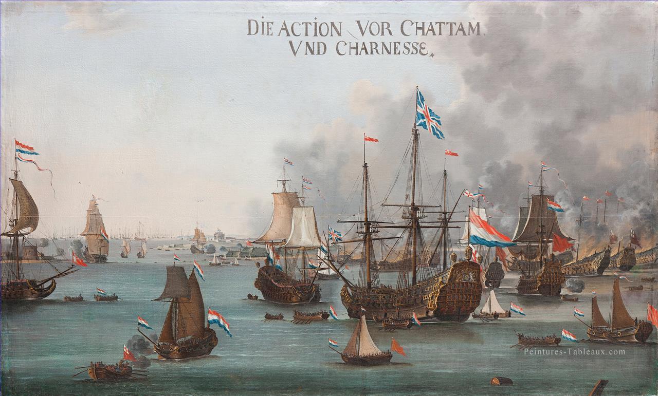 Willem van der Stoop La bataille de Chatham Batailles navale Peintures à l'huile